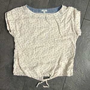 LL Bean women’s floral linen tie shirt - size S
